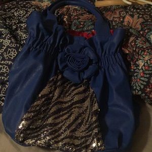 Blue zebra sequins purse